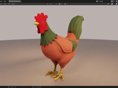 Rooster 3D Model Cartoon Style Print Ready 3D model Low-poly 3D model