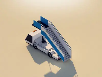 Cartoon Low Poly Airport Gangway Low-poly 3D model