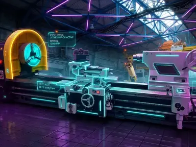 Sci-Fi Industrial Lathe - Cyberpunk Factory Machine Low-poly 3D model