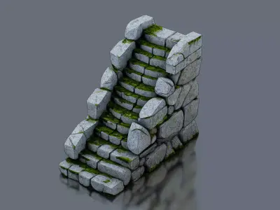 Ancient stone stairs Low-poly 3D model