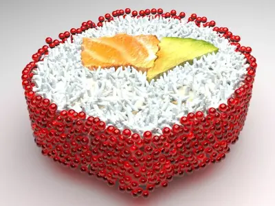 Sushi Roll With Red Caviars 3D model