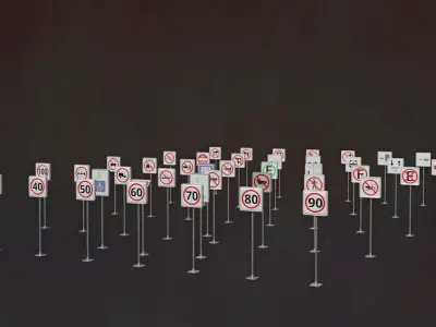 Signs Traffic Regulatory Lotes 01 Part 2 Spanish Bundle 3D model