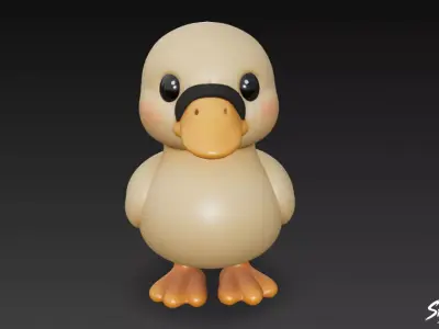 Cartoon Plush Duck Low-poly 3D model