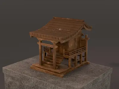 Japonese Small Temple Low-poly 3D model