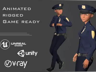 Policeman Character - Ella Low-poly 3D model