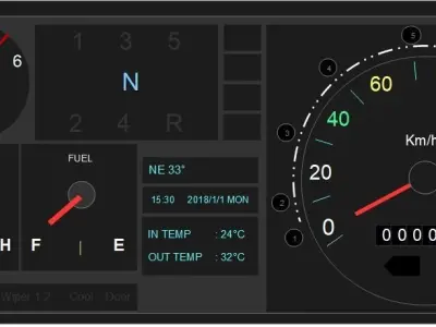 Steering Wheel and Dashboard Free low-poly 3D model