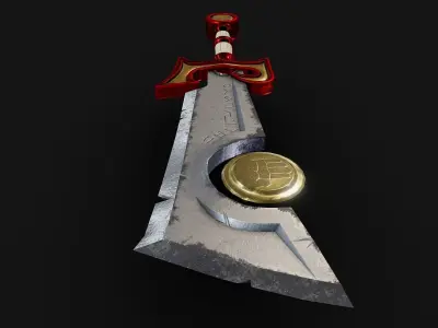 Ashbringer sword midpoly Low-poly 3D model