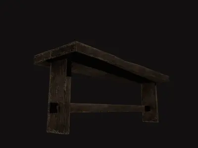 Medieval Bench Low-poly 3D model purchase