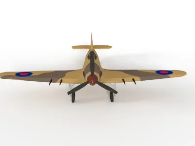 Low Poly Hawker Hurricane MK IIC WW2 Airplane Low-poly 3D model