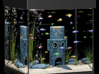 Aquarium with Squidward house 3D model