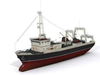 Trawler fishing boat Low-poly 3D model