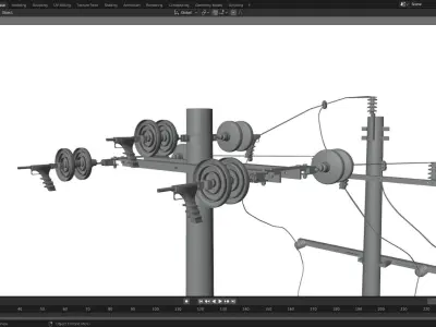 Utility Pole with Transformer Low-poly 3D model