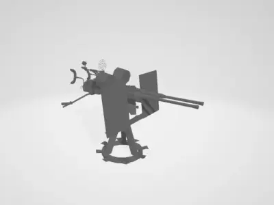 US AMERICAN AA ANTI-AIRCRAFT GUN DECK GUN Low-poly 3D model