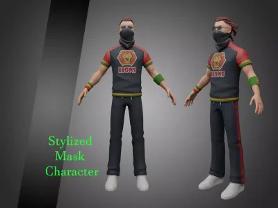 stylized mask character Low-poly 3D model