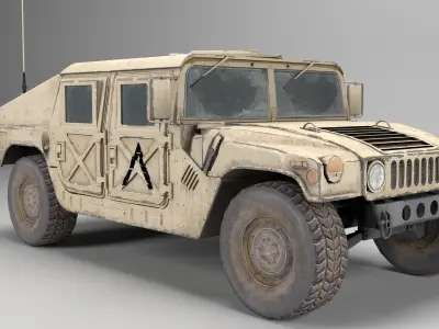 Military Hummer Humvee 3D model Low-poly 3D model