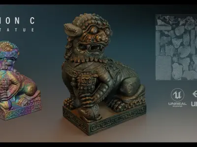 Lion C chinese statue of 3D model