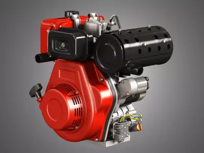 KD192F Single Cylinder Air-Cooled Engine 3D model