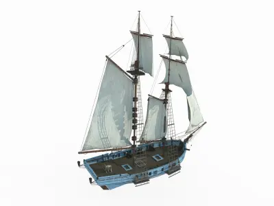 Ancient medium sized sailboats 3D model