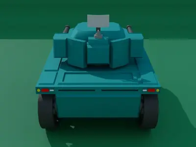 Simple Stylized Self-propelled anti-aircraft Low-poly 3D model