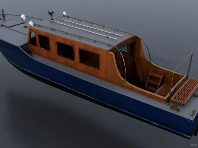 WW2 Italian 10m Motorboat Low-poly 3D model
