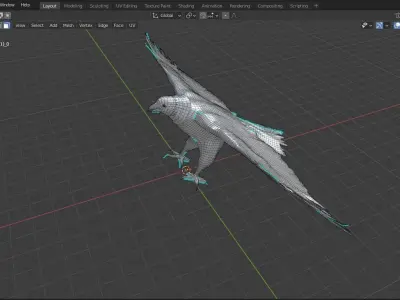 Eagle base mesh Low-poly 3D model