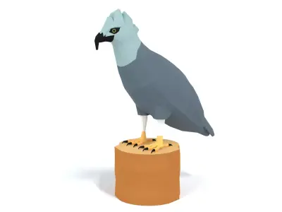 Low Poly Cartoon Harpy Eagle  Low-poly 3D model