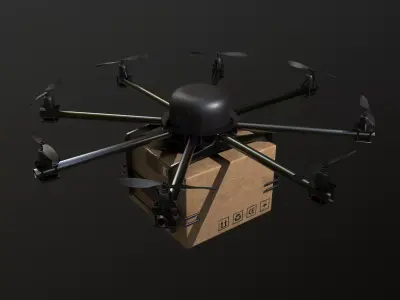 Cargo drone-medic and package 3D model