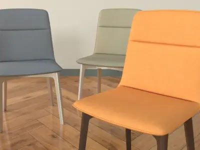 Armchair 3D Model four different colored chairs Free low-poly 3D model