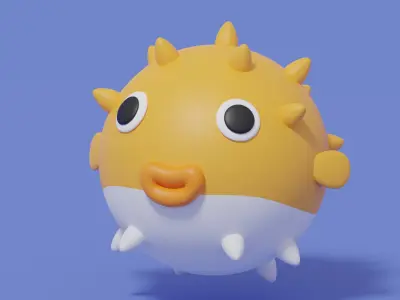 Cartoon Puffer Fish 3D model