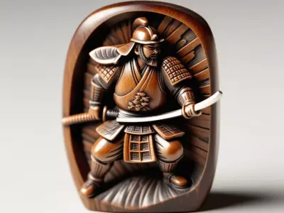 Detailed Samurai Wooden Figurine 3D model