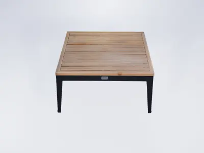Low Poly Outdoor Dining Table - Wooden Garden Furniture 3D model