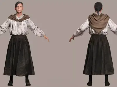 Elda Realistic Elderly Woman 3D Character Model Free low-poly 3D model