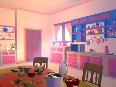 Asset - Cartoons - Kitchen  - 3D model Low-poly 3D model