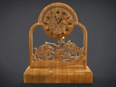 Decorative clock furniture with Fish motif design Low-poly 3D model