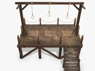  Medieval Gallows Low-poly 3D model