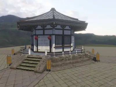 Asian Temple Low-poly 3D model