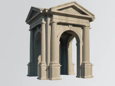 Arched portico Tuscan order with 3 4 columns with a pedestal 3D model