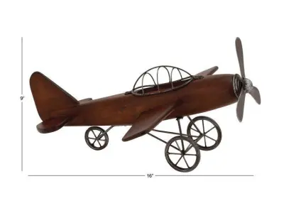 Styled Wood Metal Airplane Sculpture 3D model