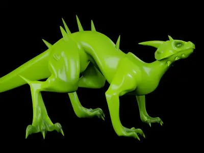 Lowpoly Rigged Lizard-Dragon Low-poly 3D model