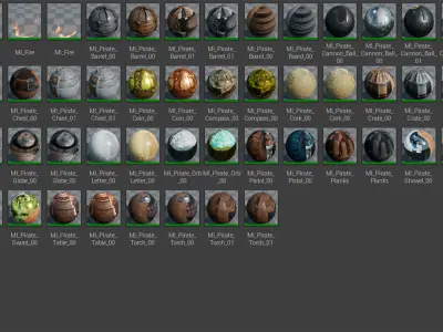 Pirate Props 60 Variations Low-poly 3D model