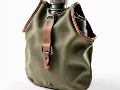 Military Canteen with Canvas Cover 3D model