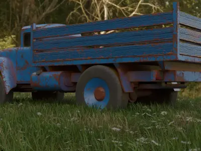 Zil-130 old rusty truck in grass Free 3D model