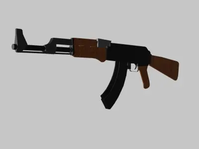 AK47 and bullets Low-poly 3D model