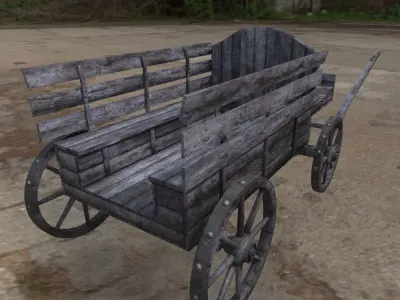 Medieval Horse Cart - Carriage Low-poly 3D model