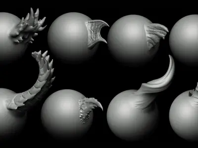 Zbrush and Blender - 40 Dragon VDM Brush Part 2 3D model