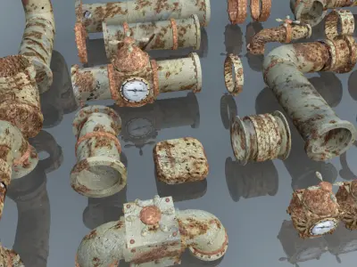Rusted Pipes Plumbing Stock Low-poly 3D model