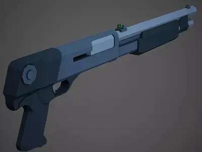 Stylized M56B Shotgun Low Poly Mobile Ready Low-poly 3D model
