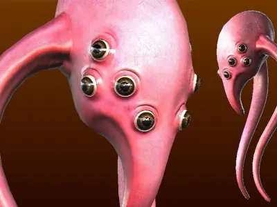 Alien Squid Creature Low-poly 3D model