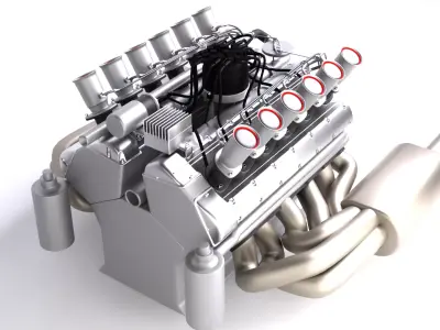 Jaguar XJ13 V12 Engine Low-poly 3D model