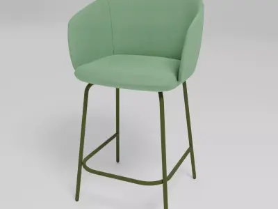 GRACE - Upholstered fabric low stool with armrests - Free 3D model